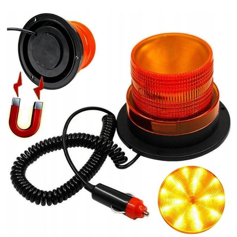 Girofar, Zola®, alimentare 12/24 V, cablu spiralat, 24 LED-uri, 130x98 mm, plastic, portocaliu Girofar, Zola®, alimentare 12/24 V, cablu spiralat, 24 LED-uri, 130x98 mm, plastic, portocaliu
